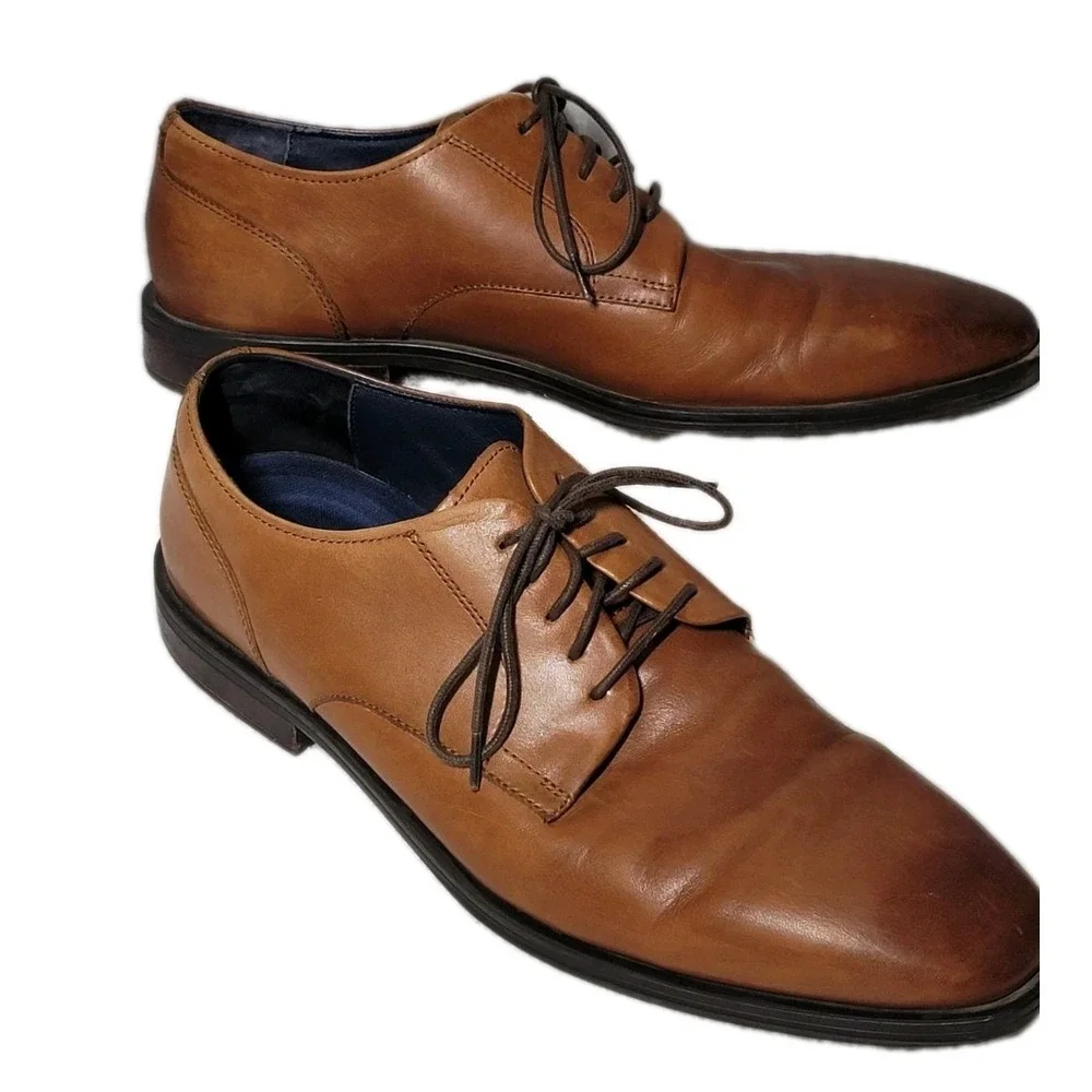 Cole Haan Grand Leather Shoes Mens 11 Brown Comfort Oxford Plain Toe Prep